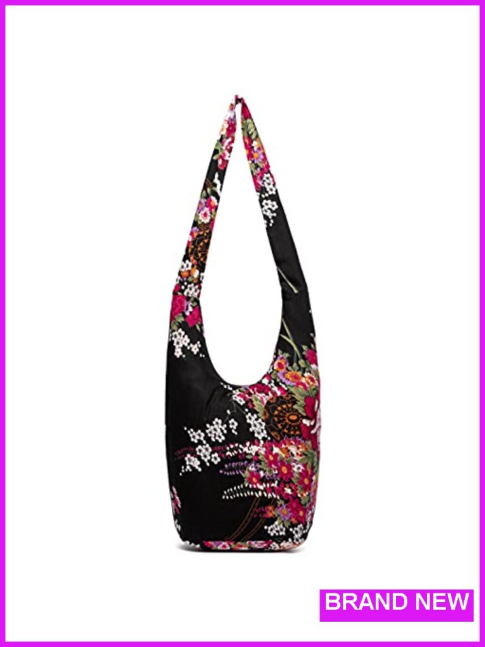 Bohemian Canvas Hippie Hobo Crossbody Bag with Pockets - Large Boho Shoulder Bag